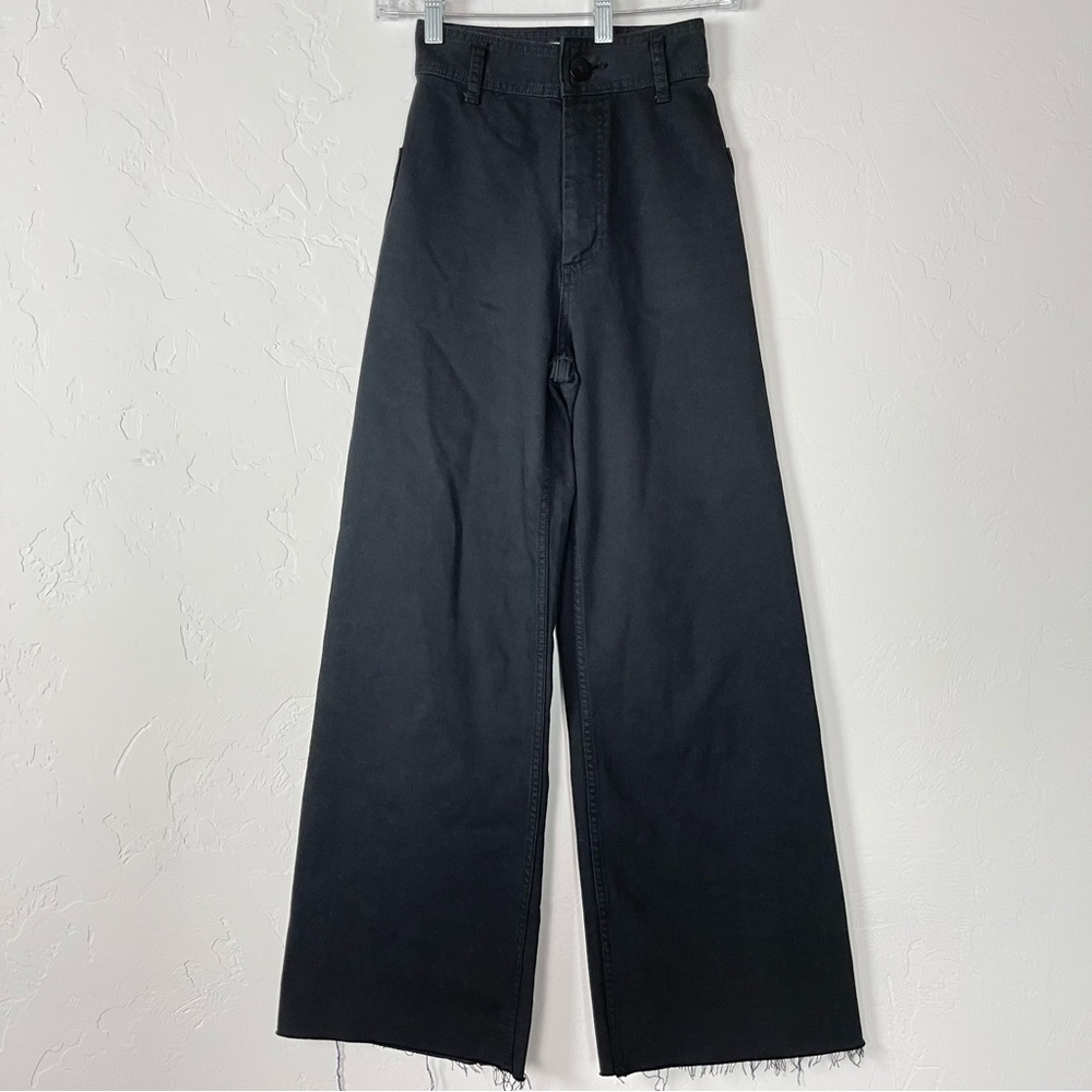 Zara Jeans High Rise Marine Straight Solid Black Slim Relaxed Flare Cotton 90s